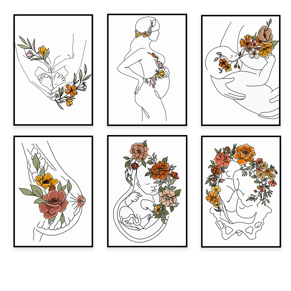 Цветочная грудь матка искусство для беременных близнецов печать на грудном