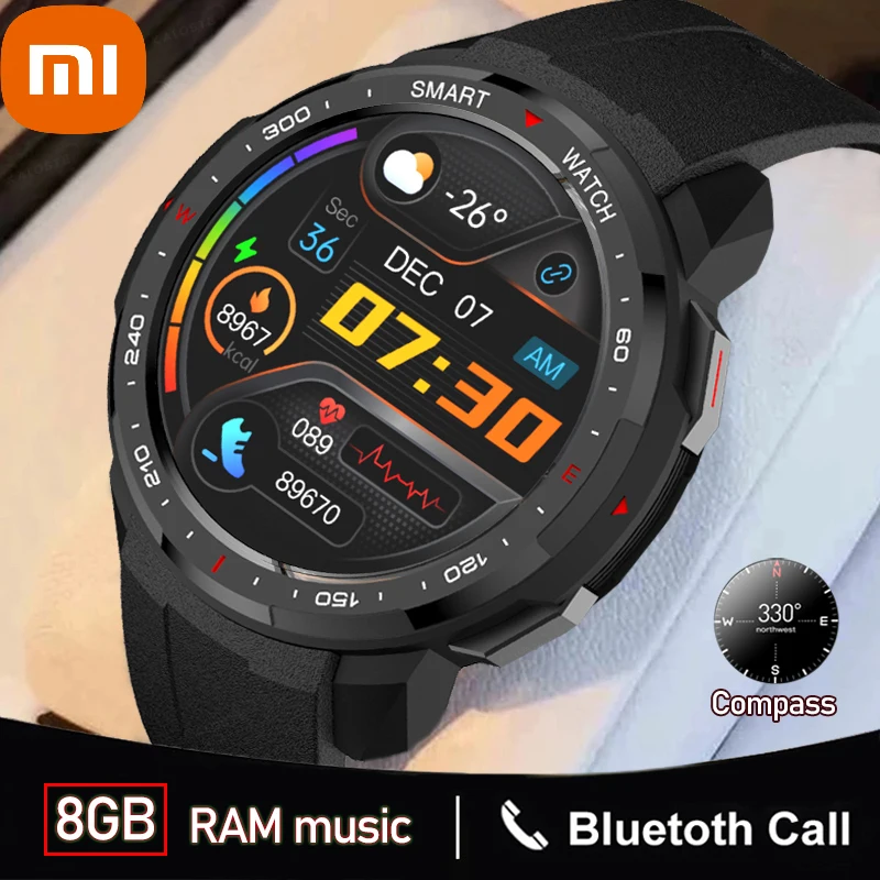 

Смарт-часы Xiaomi мужские с Bluetooth, 8 ГБ, пульсометром и компасом