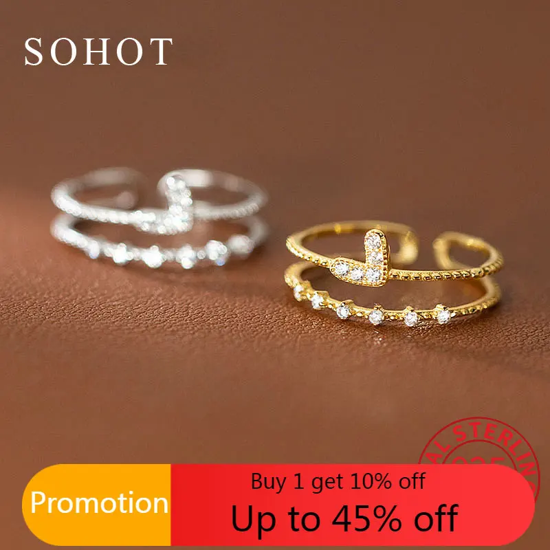 

Женское регулируемое кольцо из серебра 925 пробы, с фианитом