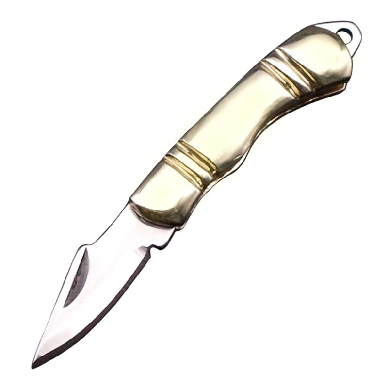 

New Brass Mini Folding Knife Keychain EDC Pocket Knives Utility Portable Courier Unboxing Knife Outdoor Survival Tools