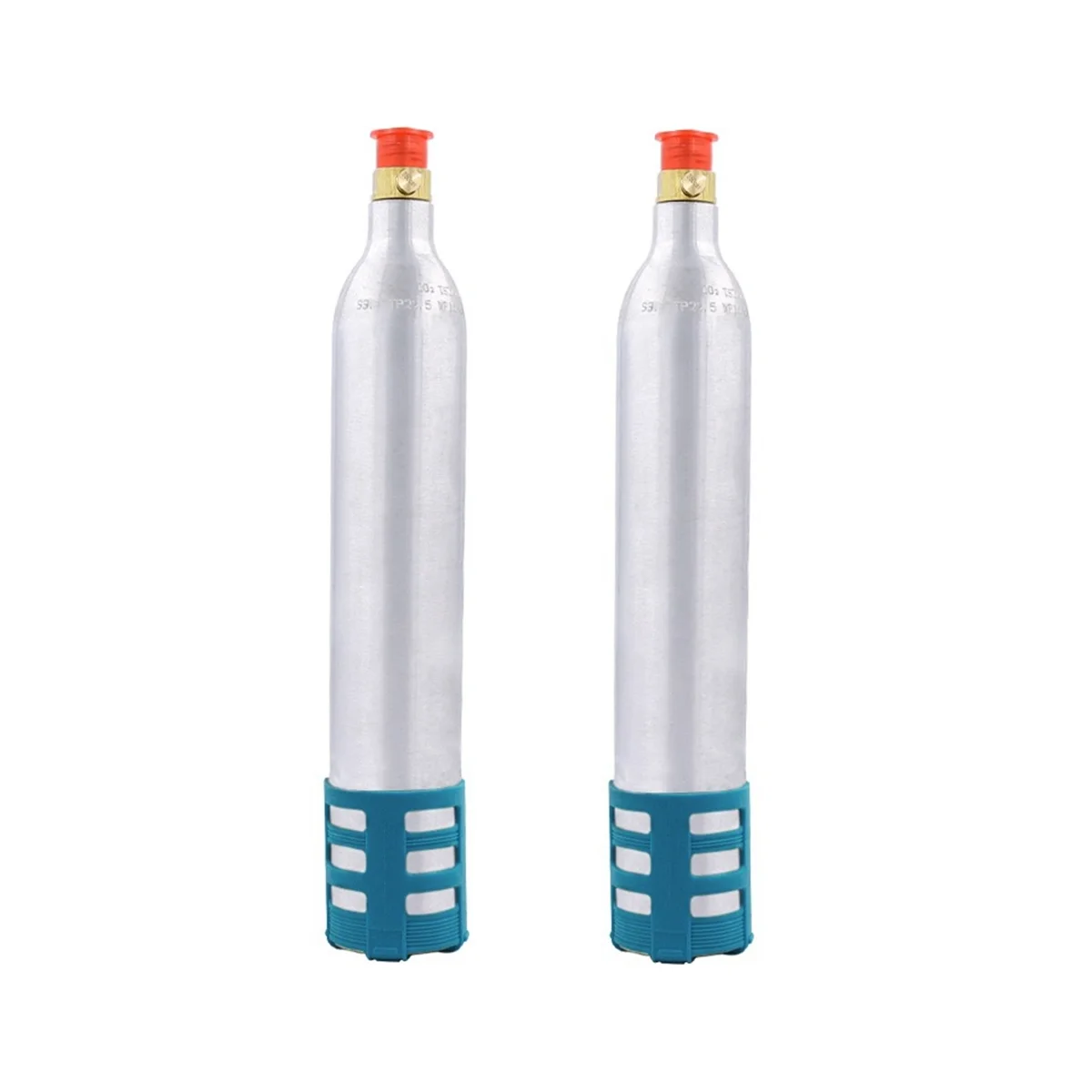 

2PCS 0.6L Soda Maker Refillable Soda Spare Reusable CO2 Cylinder Accessory for Soda Machines,Blue+Silver