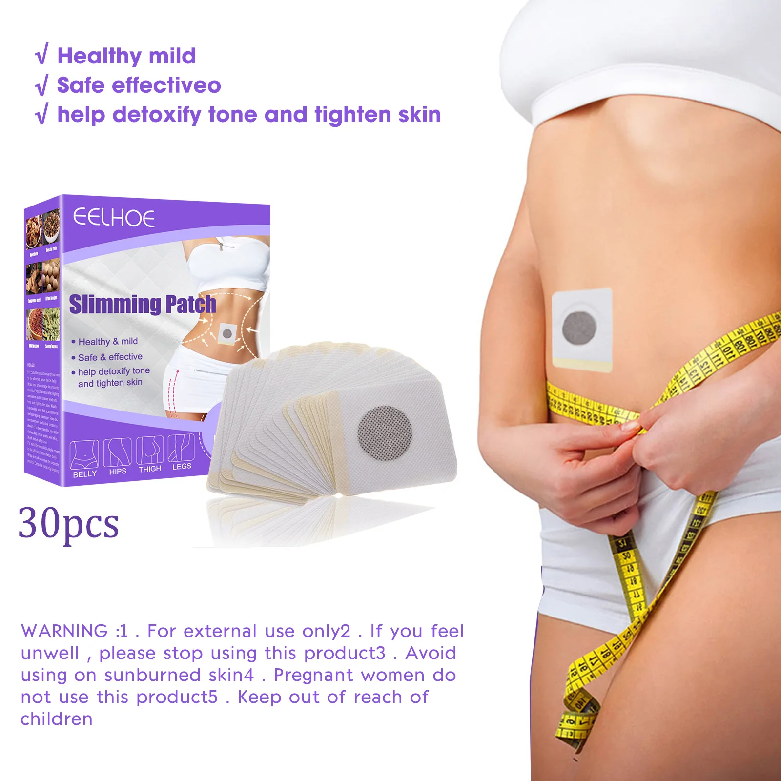 

30Pcs/Box Weight Loss Slim Patches Navel Sticker Slimming Body Sculpting Stickers Fat Burning Detox Belly Waist Plaster Healthy