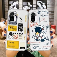 cartoon astronaut cute phone case for xiaomi redmi note 11e 11s 11 11t 10 10s 9 9t 9s 8 8t pro plus 5g 7 5 transparent tpu