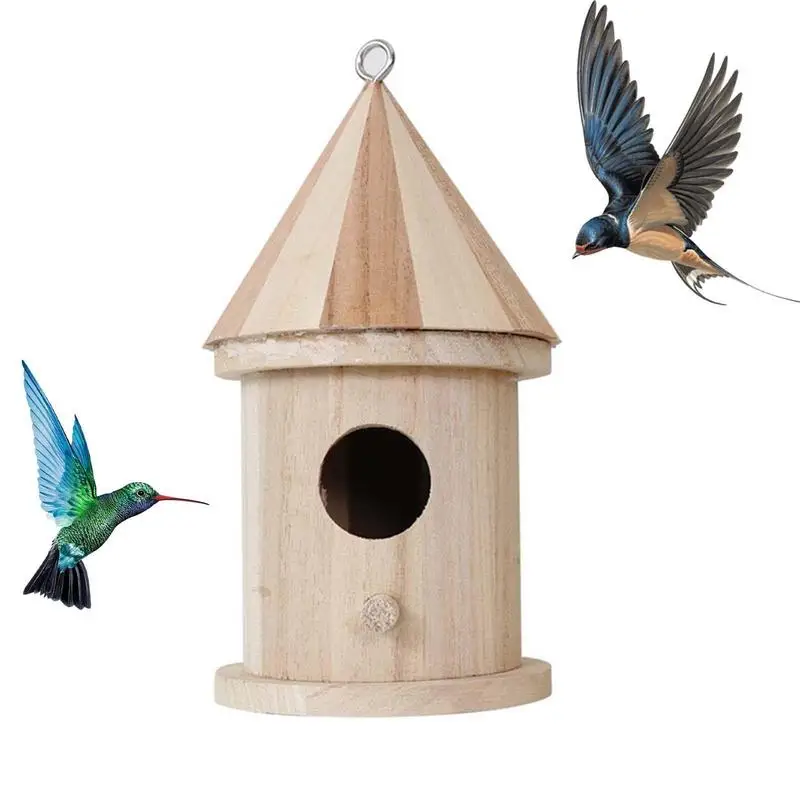 

Wooden Bird Nest Hanging Bird House Feeder Kids DIY Crafts For Outdoors Garden Home Birdhouse Wooden Box Dropshipping Bird House