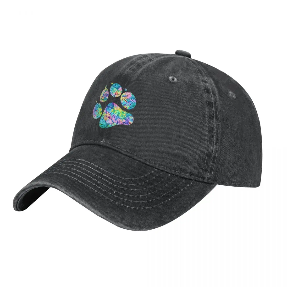 

Rainbow Paw Dog Lover Baseball Cap Vintage Distressed Denim Sun Cap Unisex Style Outdoor Summer Gift Caps Hat