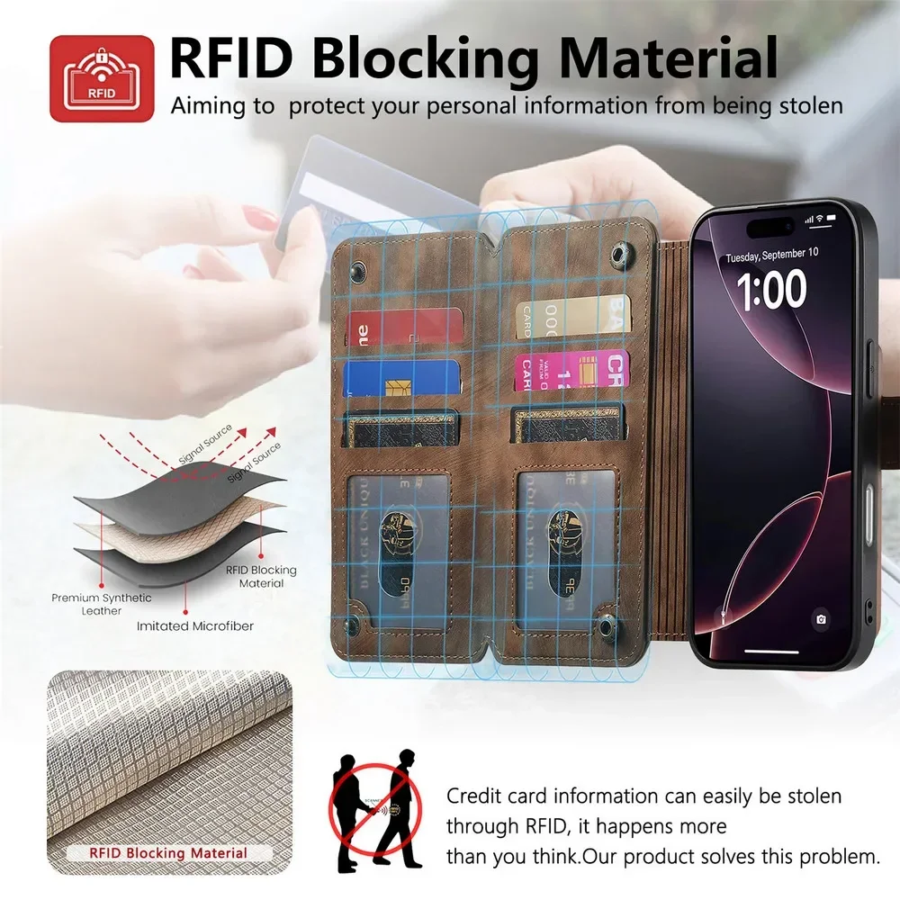 Для Vivo V40 V30 V29 Lite 5G кожаный чехол-бумажник на молнии RFID для SE V30E V27E V25E V27 V25 Pro чехол