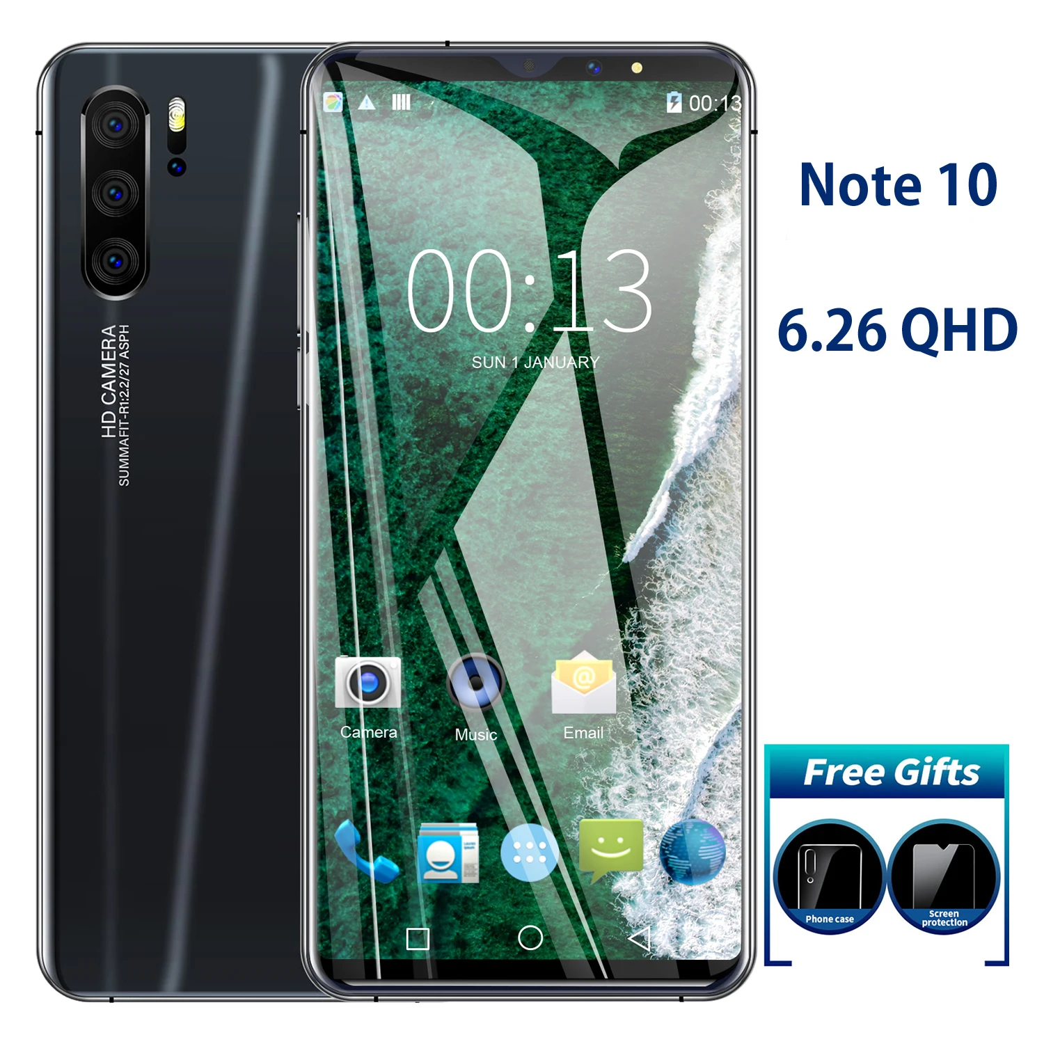 Smartphone Note 10 3GB+32GB 6.26 Inch HD Screen Global Version Cheapest Smartphone Working Google Play Store Android Cell Phone