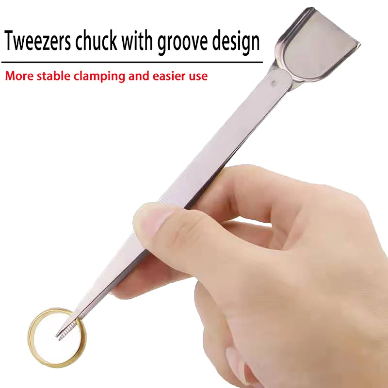 

1Pc Professional Gemstone Tweezers With Scoops Shovels For Gem Beads Slotted Spatula Diamond Clip Jewelry Pick-Up Tools