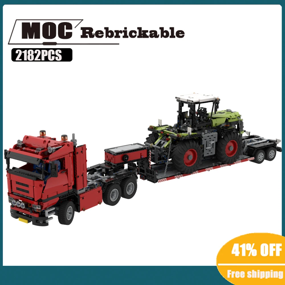 

NEW 6X4 red Engineering Container Tractor Heavy Duty Truck Trailer Tower Head technology DIY Children Toy birthday Gift Blocks