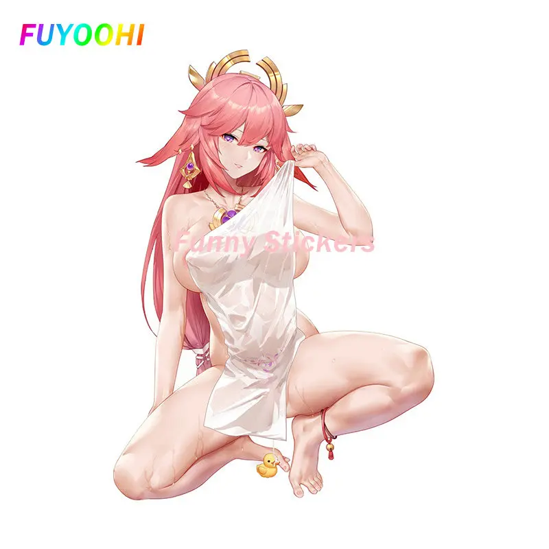 

FUYOOHI Play Stickers Yae Miko Genshin Car Sticker Motorcycle Helmet Trunk Decal Car Goods Vinyl Laptop Waterproof Bumper Decals