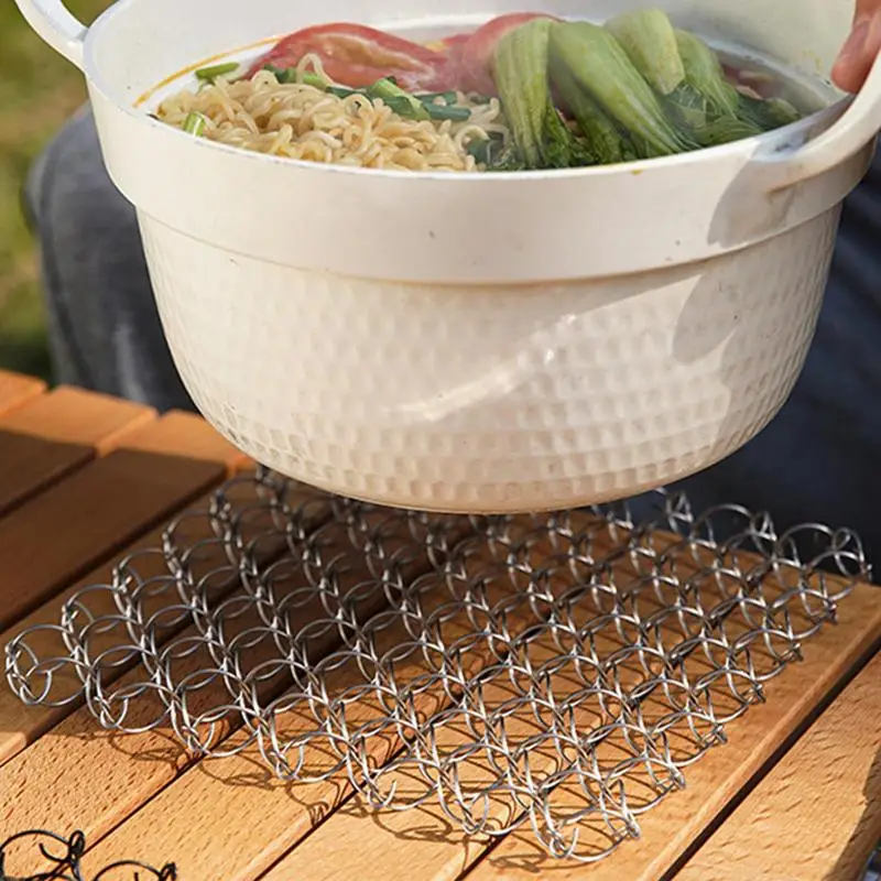 Металлический Настольный коврик Trivet для горячего горшка Открытый с защитой от
