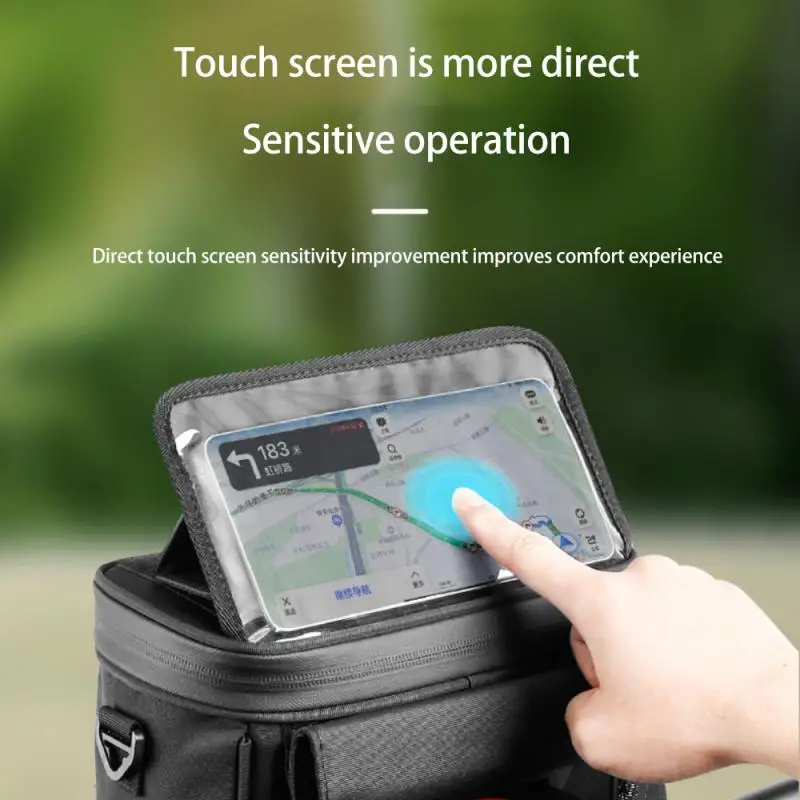 

Bicycle Front Bag Folding Tpu Screen Fits 6-7 Inch Phones Front Bag With Mobile Phone Holder Larger Capacity Large Screen Design