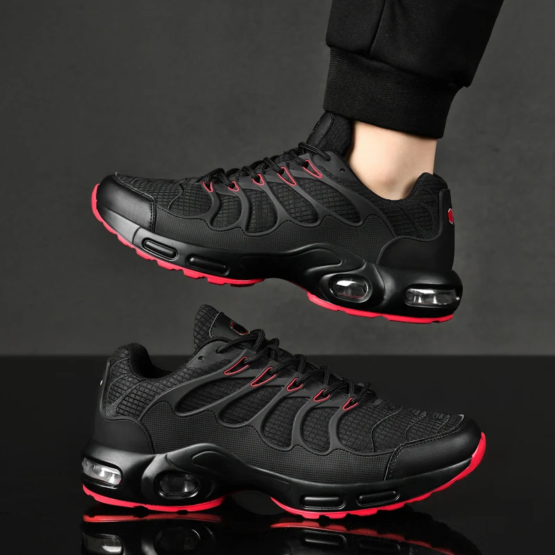 Air Cushion Running Shoes Men Hot Sales Runner Lightweight Knit Mesh Vamp Sneakers Walking Shoes Tennis Shoes Male Outdoor Shoes