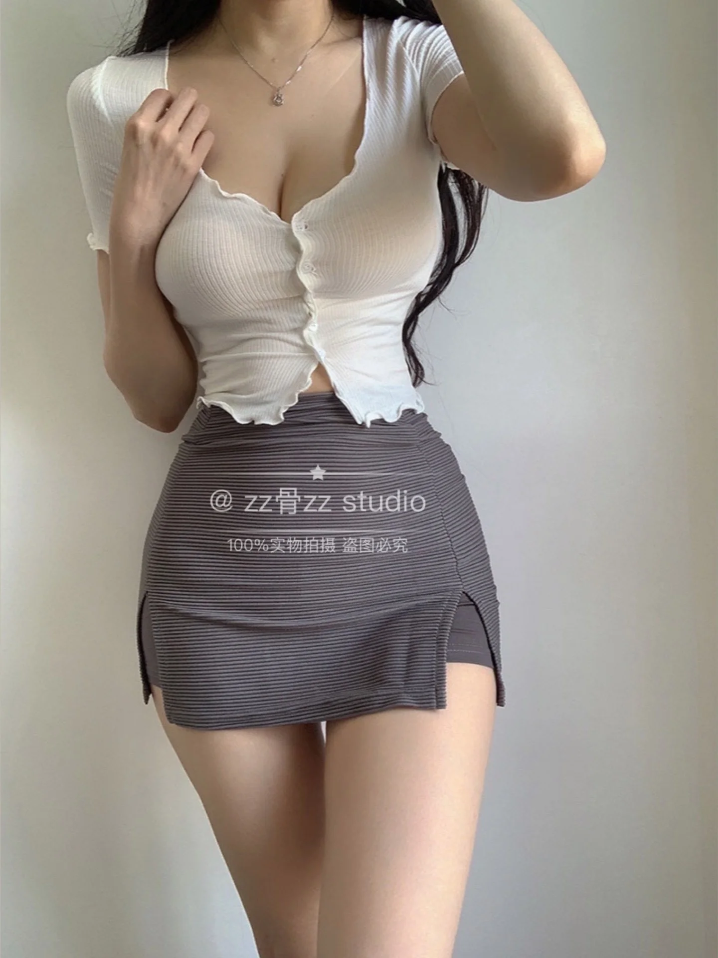 

Sweet Ruffles TVVOVVIN Lace V Neck Slim Tshirt Tees Skinny Tops + Hip Wrap Mini Skirts Hot And Sexy Skorts Korean Women Set 5ZU
