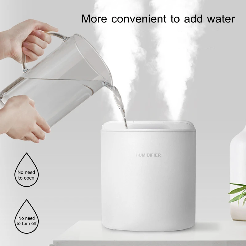 USB Ultrasonic Air Humidifier Dual Nozzle Water Mist Maker Fogger 1L Large Capacity Aroma Essential Oil Diffuser for Home Office