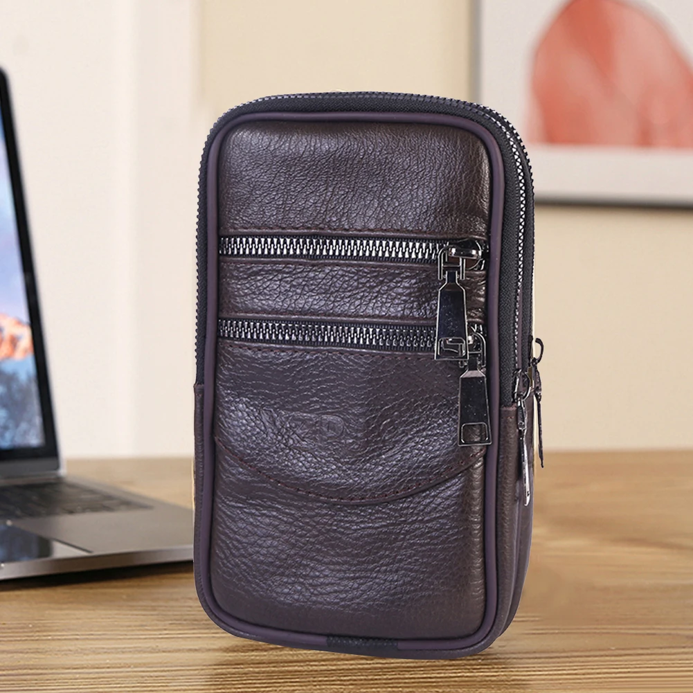 

Small Purse Vintage Men Pure Color Bag Vintage Men Casual Cowhide Leather Solid Color Mini Waist Packs Belt Coin Purse