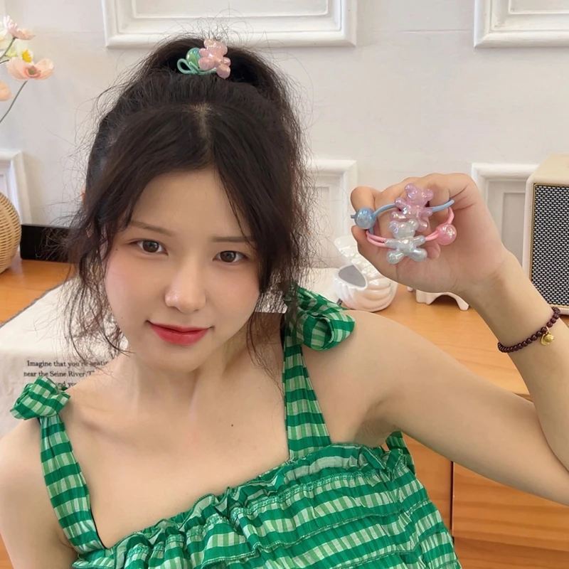 

Cute Animal Hair Ring Rabbit Bear Heart Hair Bands Headwear Girls Rubber Band Rlastic Hair Rope Korean Children Hair Accessories
