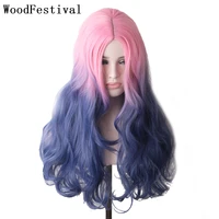woodfestival synthetic cosplay wig for woman long hair wigs colored ombre red purple pink white black brown blue green blonde