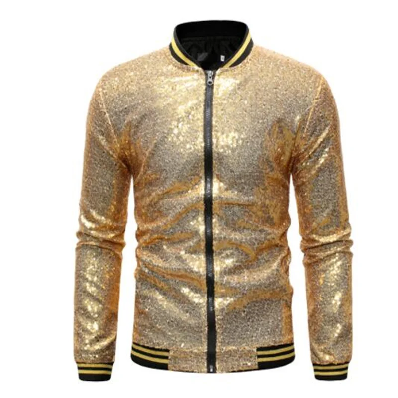 Jackets mens coats dance sequined ribbed long-sleeve singer stage gold silver black red blue ropa hombre veste homme vetement