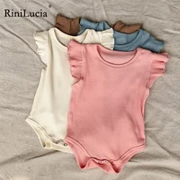 rinilucia newborn baby girl clothes set summer solid color sleeveless romper flower shorts 2 pcs outfit new born infant clothing