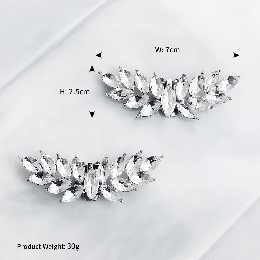 3 Pairs European American DIY Removable Shoe Clip Alloy Rhinestone Buckle Simple Personalized Shoe Flower Bride Shoe Decoration images - 6