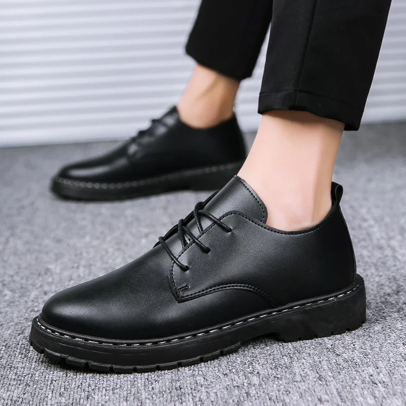

Men's Leather Casual Shoes Spring/Autumn Fashion Luxury Men Formal Footwear Waterproof Non-slip Man Platform Lace-up Work Shoes