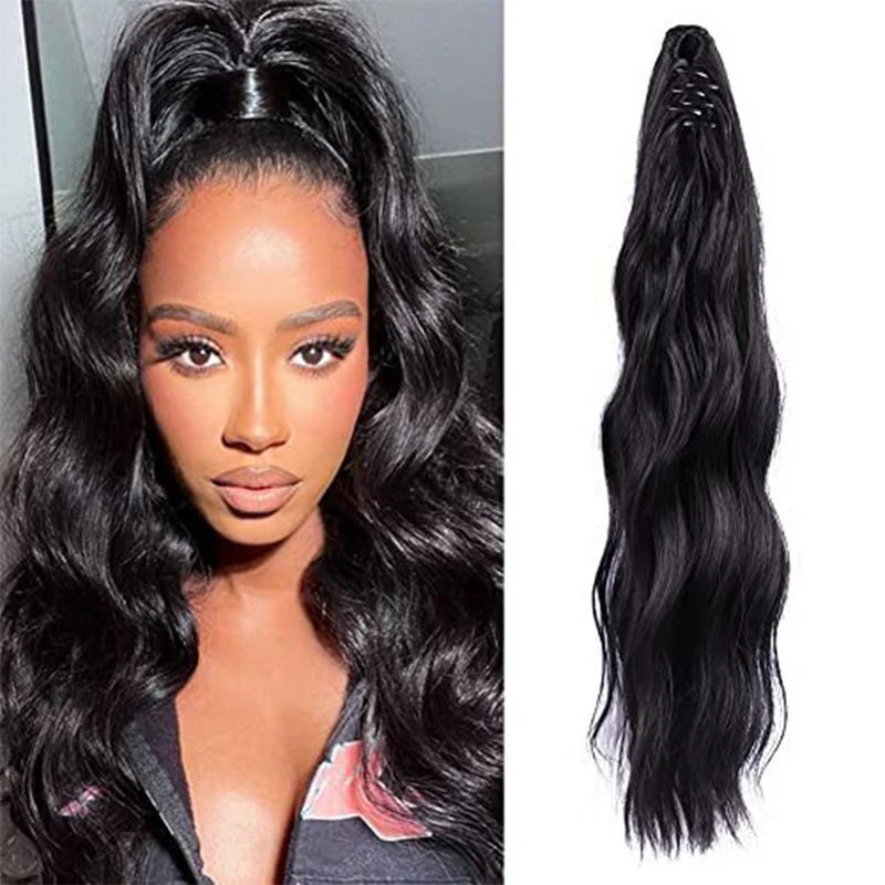 

DIAN QI Synthetic Wig Ponytail With Grabber Clip in Hair Extensions 20 Inches Long Curly Pony tail for Girls Womens Daily Use