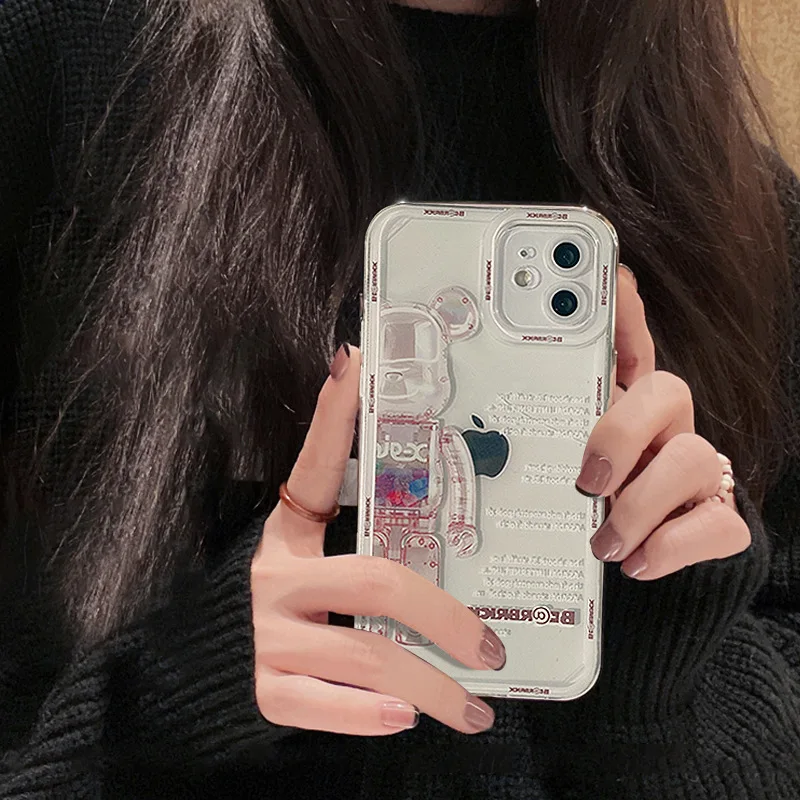

2022 New Trendy Cartoon Violent Bear Case for iPhone 13 12 11 Mini Pro Max XR XS X 7 8 Plus SE 2020 Silicone Clear Back Cover