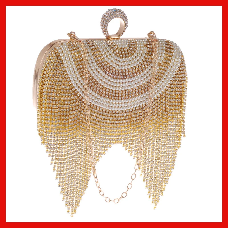 

Сумка женская с жемчугом и бриллиантами, Свадебный клатч для банкета, вечерние няя Сумочка для вечеринки, дня рождения, свадьбы