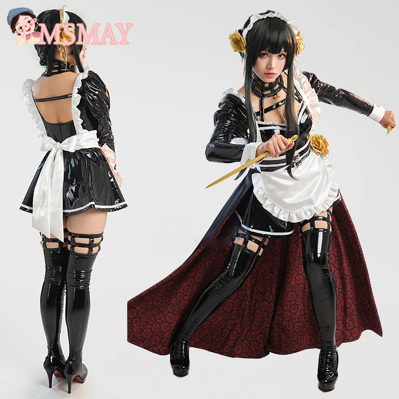

MsMay Yor Forger Cosplay Costume Anime SPY Family Sexy Women Maid Outfit Halloween Party Unifrom Gift