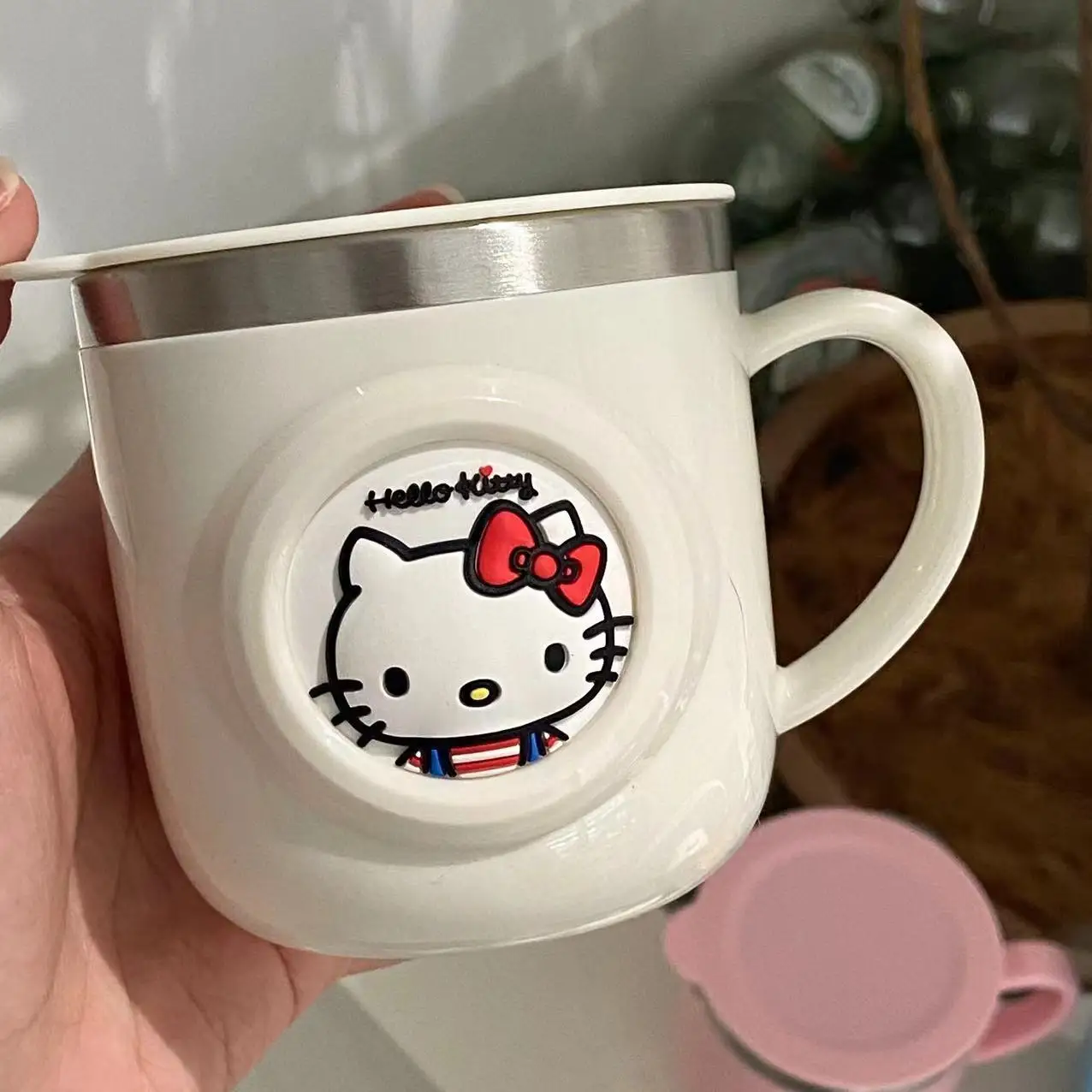 

Kawaii Hello Kitty Children's Cartoon Water Cup 260ML Cute Milk Cup Drop Proof 316 Stainless Steel Baby Water Cup