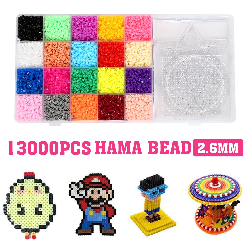 

2.6mm/13000pcs Bag Mini Perler Hama Beads Crafts 3 Pegboards For Kids DIY Puzzle High Quality Handmade Gift Toy