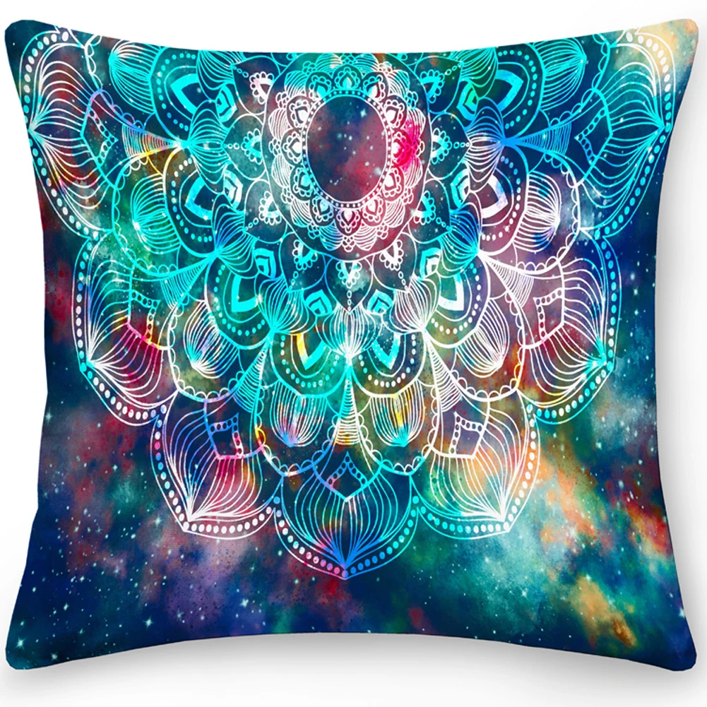 

Mandala Pillow Case Square Cushion Cover Throw Pillow Double Sides Polyester Ethnic Flower Bohemian Pillows Funda Cojines 45x45