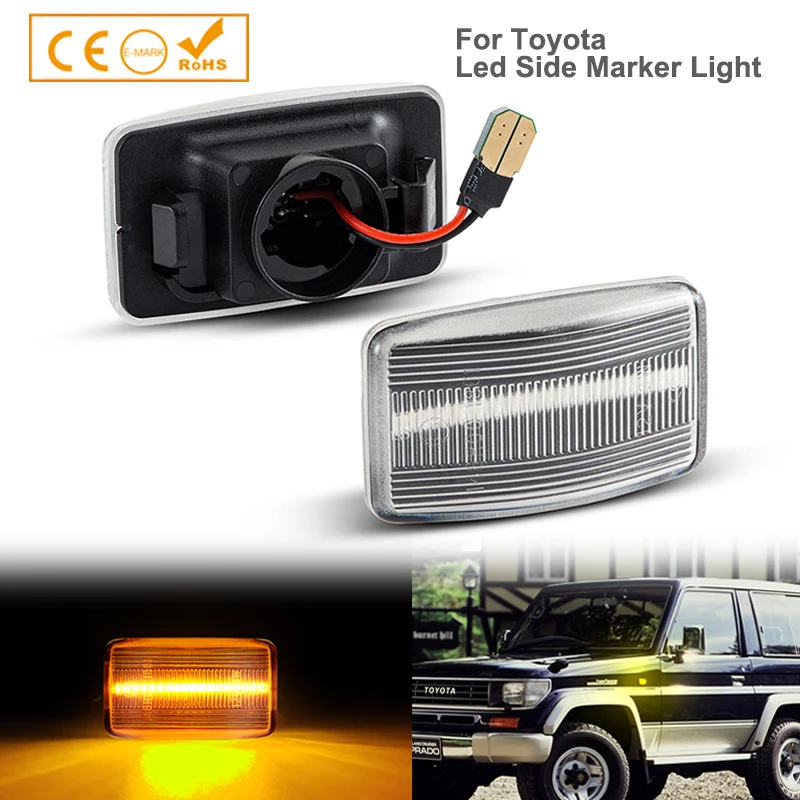 

2x LED Dynamic Side Marker Turn Signal Light For Toyota Corolla E90 Celica Land Cruiser J80 Prado MR2 Starlet Carina Lexus LS400