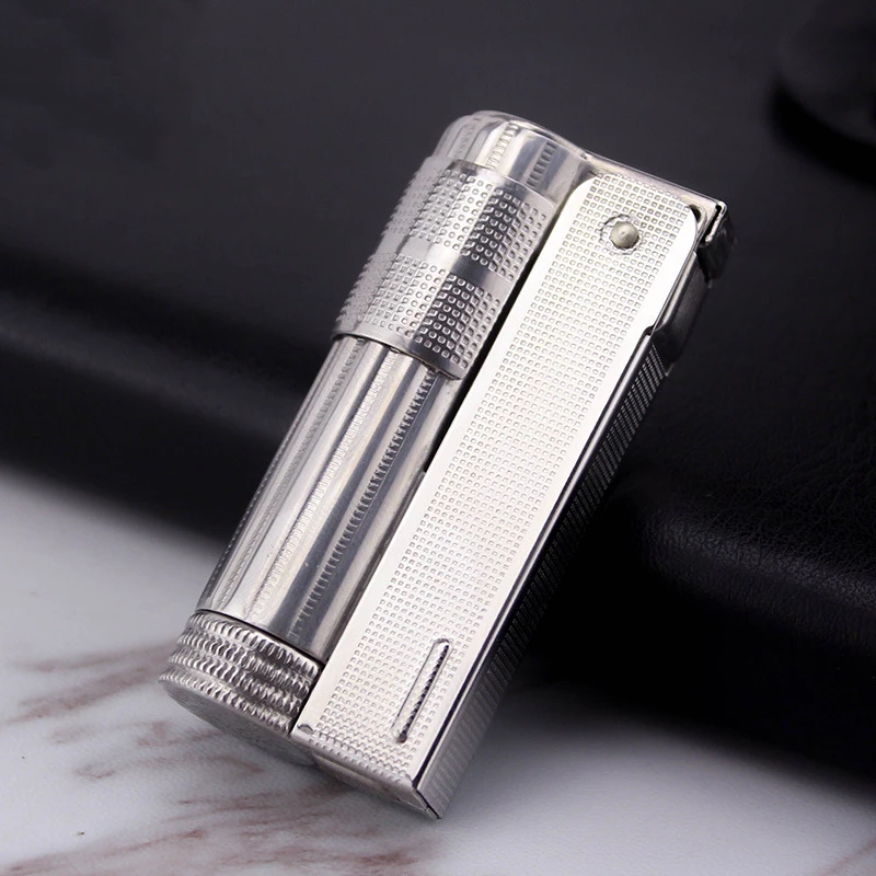 

Vintage Gasoline Kerosene Lighter Retro Metal Wheel Windproof Lighter Portable Lighter Cigarette Accessories Men's Gift