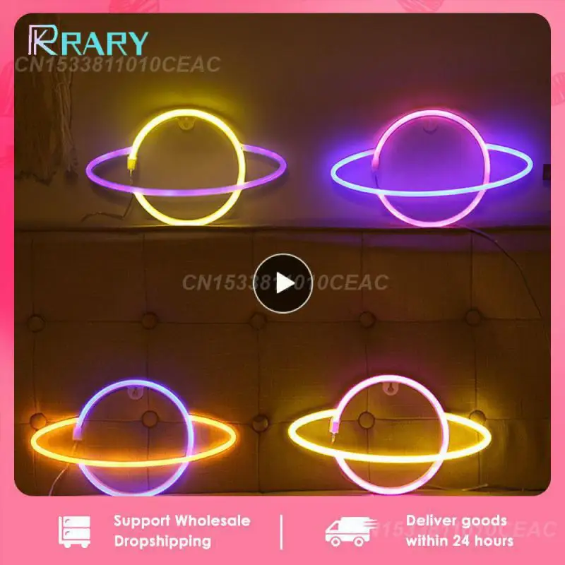 

1~7PCS Planet LED Lights Neon Light Sign Bedroom Decor Neon Sign Night Lamp for Rooms Wall Art Bar Party USB or Battery Powered