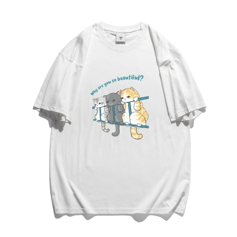 

Men Summer T Shirt Hip Hop Streetwear Plus Size Letter Cat Dinosaur Print T Shirts 2022 Cotton Short Sleeve Women T-Shirt 5XL