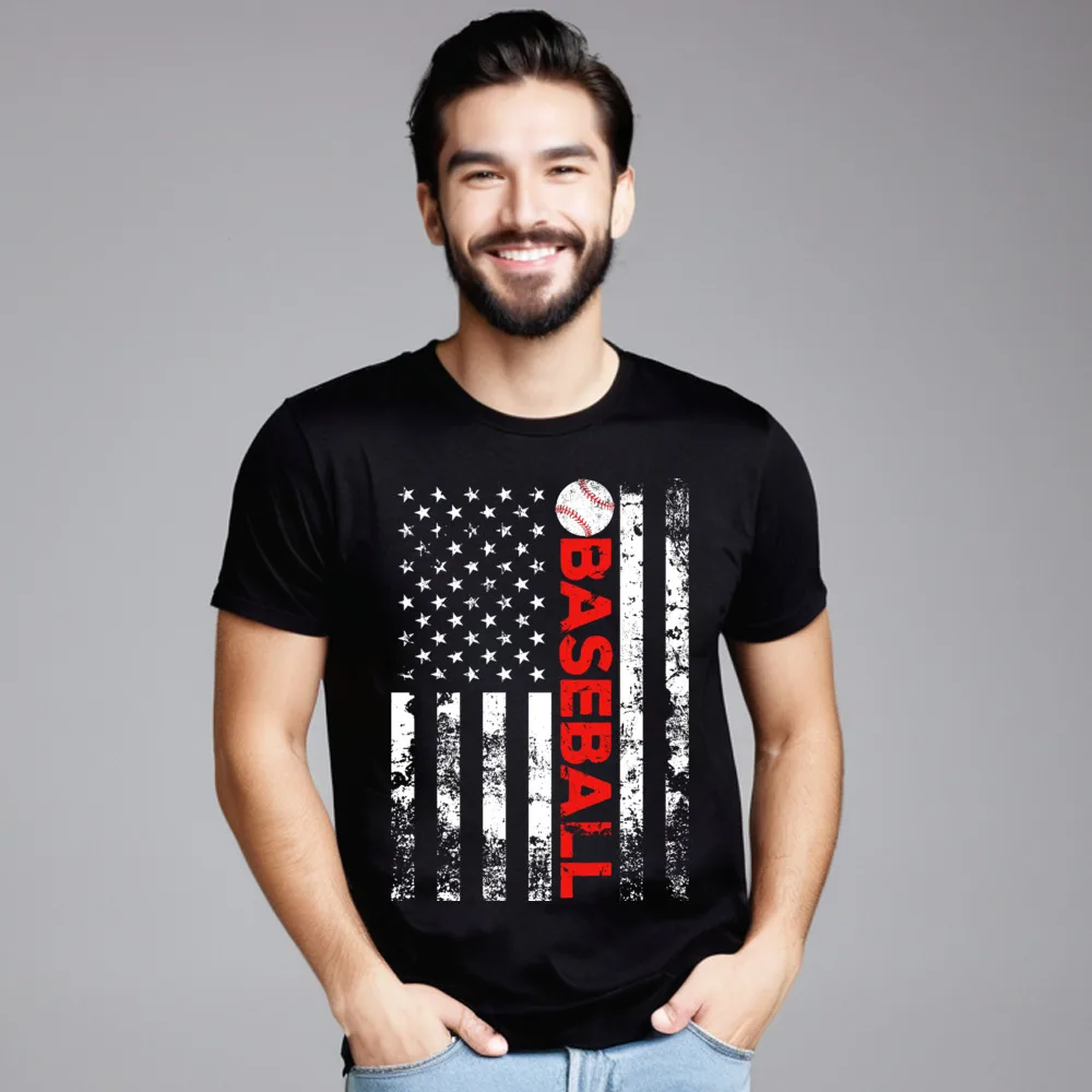 American F ag Baseba Team 100% хлопчатобумажная ткань Уличные топы Футболки Семейные