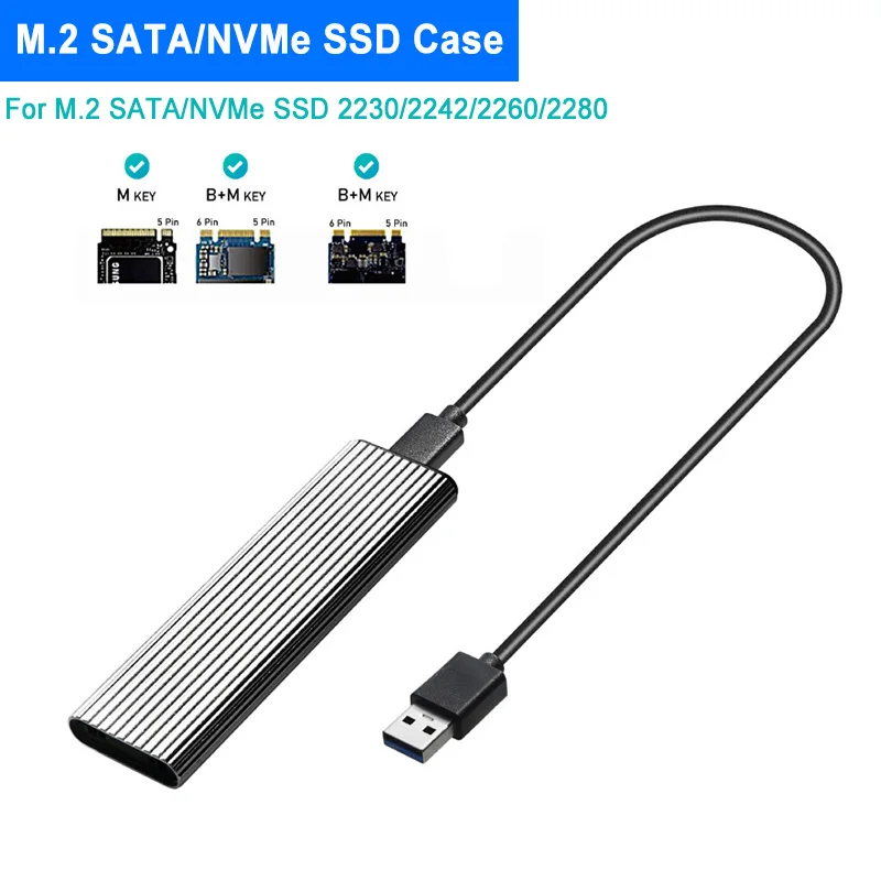 

M2 SSD Φ NVME корпус M.2 на USB SSD адаптер для NVME PCIE NGFF M.2 SATA SSD M/B + M Key 2230/2242/2260/2280 M2 двойной протокол