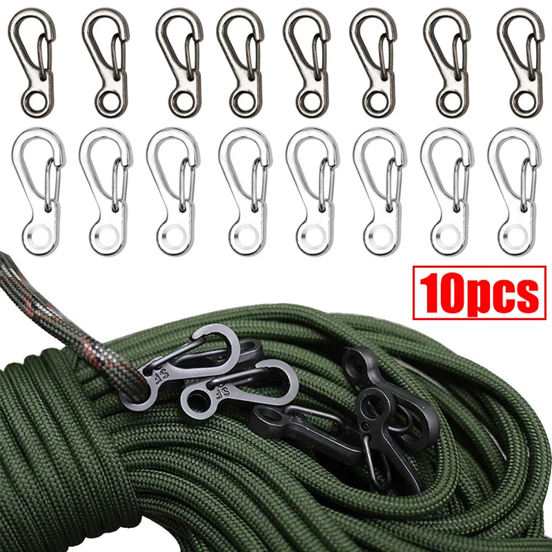 

10 Pcs Mini SF Spring Backpack Clasps Climbing Carabiners EDC Keychain Camping Bottle Hooks Paracord Tactical Survival Gear