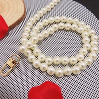 new fashion pearl strap for bags purse accessories handbag belt handles cute bead chain tote women bag diy parts gold clasp