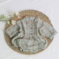 rinilucia 2020 baby summer clothing infant newborn baby girl plaid romper long sleeve casual korean jumpsuits
