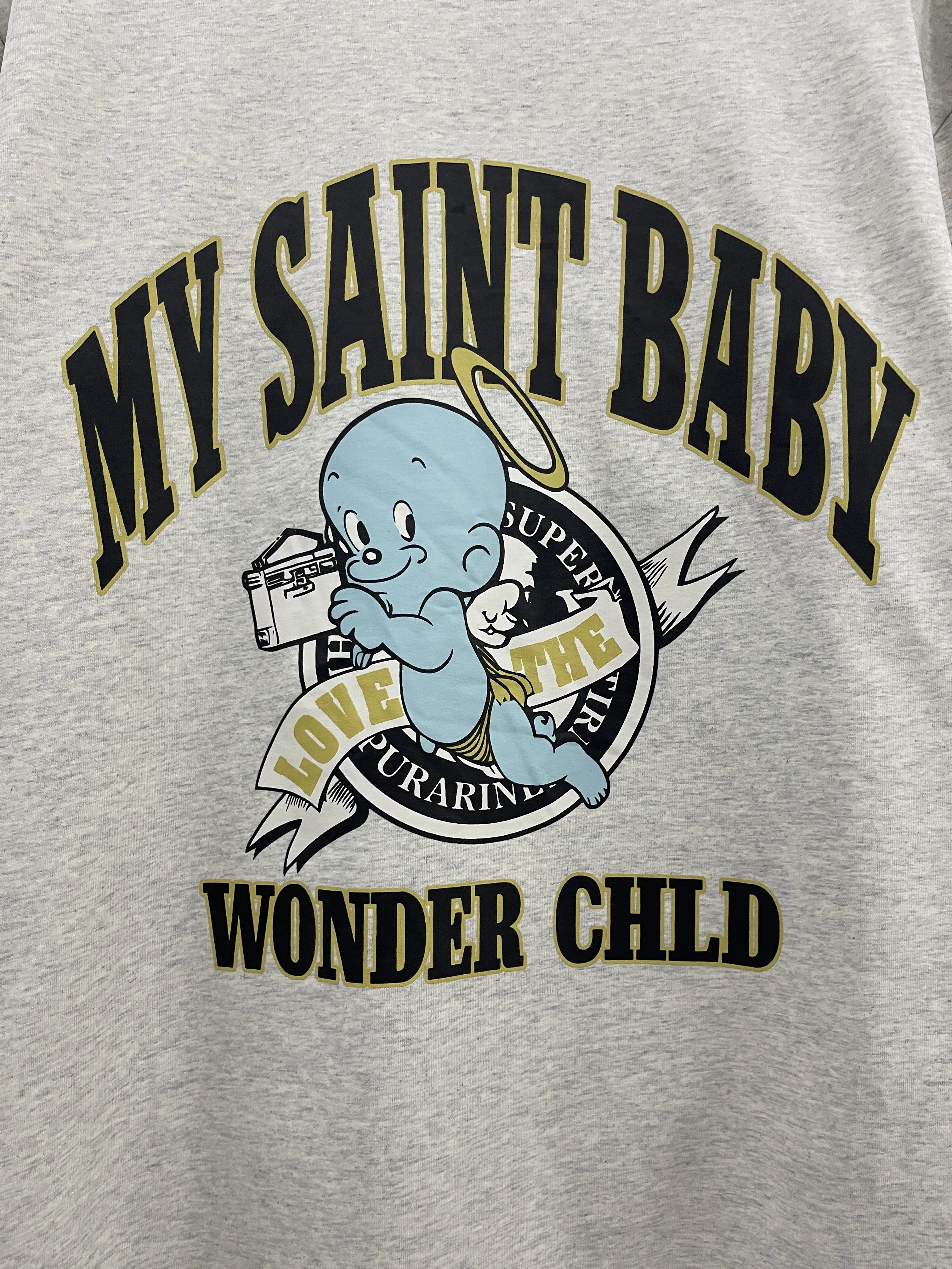 Фото Saint Высококачественная уличная летняя новая винтажная повседневная хлопковая футболка большого размера с принтом, модные мужские топы с круглым вырезом №5