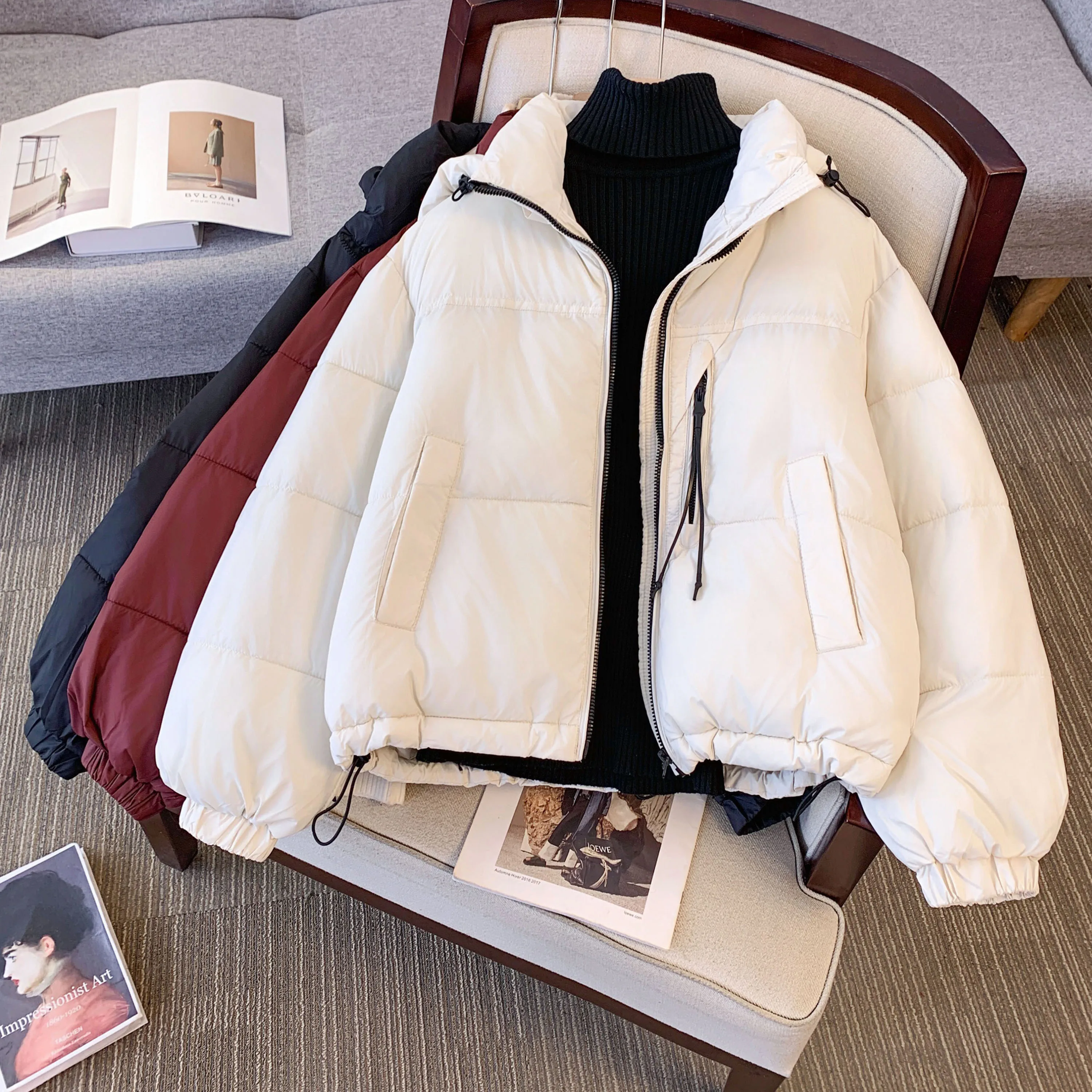 Красное пуховое пальто Ankela с хлопковой подкладкой для женщин зима 2024 новинка в