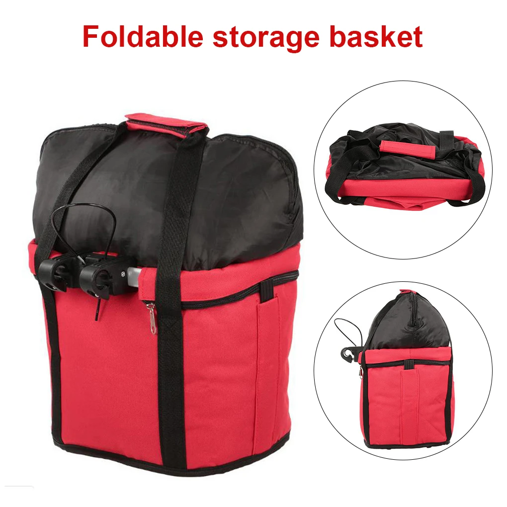 

Велосипедная корзина на руль, Складная Водонепроницаемая тканевая сумка на переднюю раму из ткани Оксфорд, красная сумка для хранения на молнии для пикника, дорожного велоспорта
