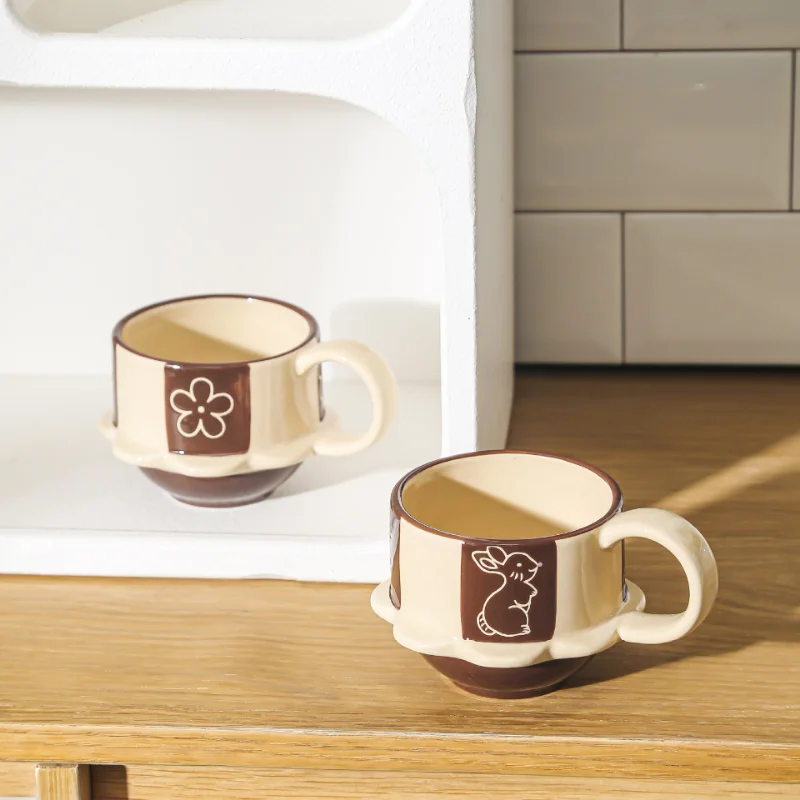 

Japanese Hand-painted Ceramic Cup Milk Cup Creative Flower Coffee Cup Household Water Cup Mug