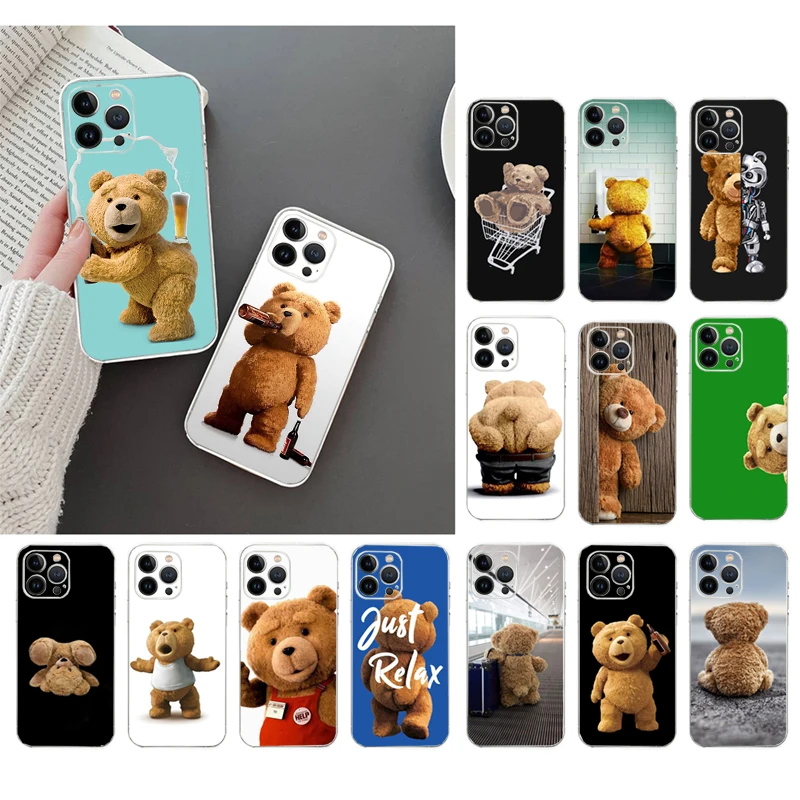 

Phone Case For iphone 14 Pro Max 13 12 11 Pro Max XS XR X 12 13 mini 7 8 14 Plus 7 8 SE Teddy Bear Beer Case Funda