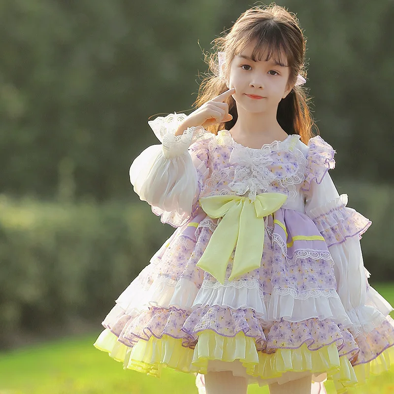 

2023 Lolita Dress for Baby Girls Kids Spanish Lace Ball Gowns Toddlers Easter Holiday Costumes Children Princess Eid Dresses
