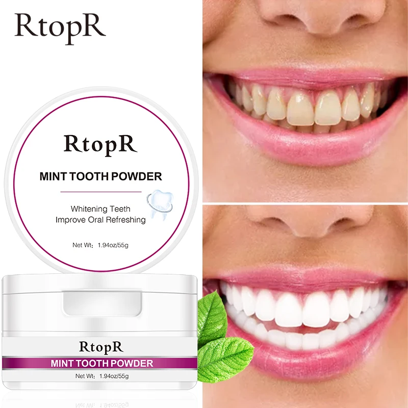 

RtopR Teeth Whitening Powder Pearl Essence Natural Dental Toothpaste Toothbrush Kit Oral Hygiene For Remove Stains Plaque 55g