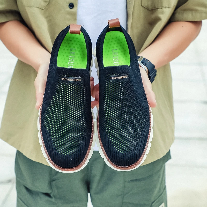 

Men Loafers Lazy Casual Shoes Breathable Flying Woven Man Flat Shoes Lightweight Male Sports Sneakers Outdoor Sneakers Slip On